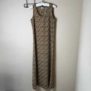 Vintage Jalate Maxi Dress Juniors 7 Fits Womens Small Black Brown 90s Sleeveless